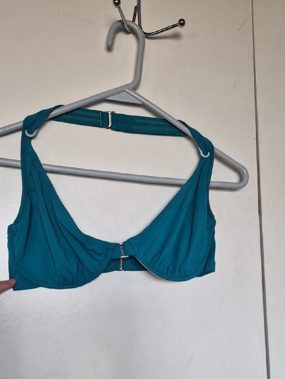 Vintage 90s Teal Underwire Halter Swim Top